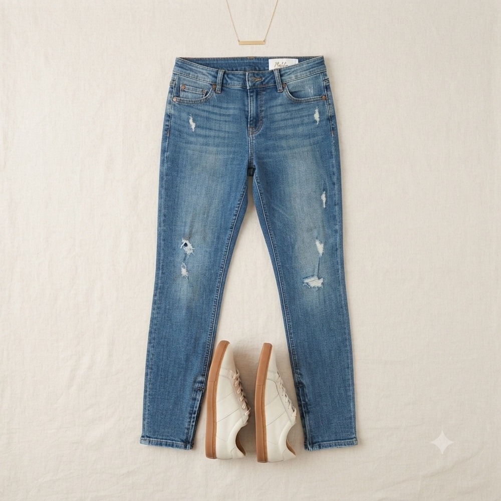 Pistola Skinny Jeans Womens 28 Blue Distressed Ankle Zip P6855N Casual Denim